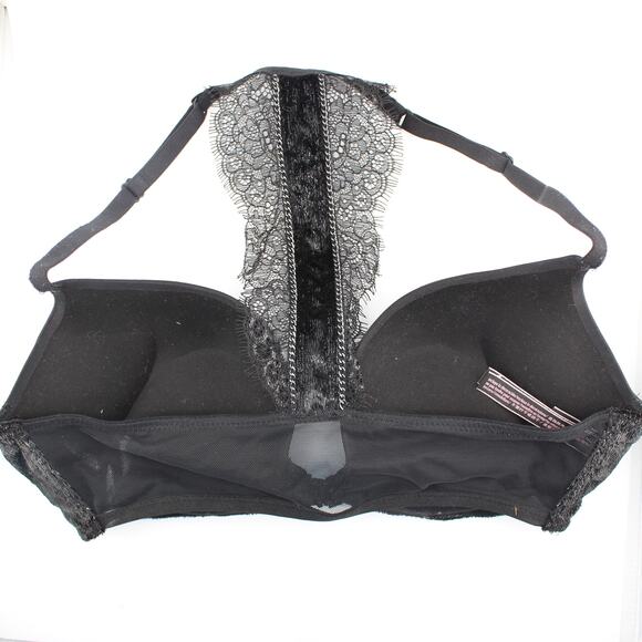 Victorias Secret Bra Womens 34C Black Bombshell Plunge Front Close Racerback - Picture 2 of 6